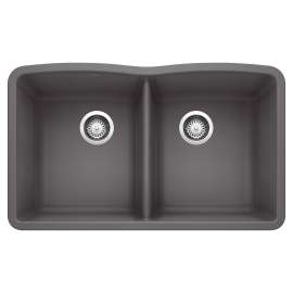 Diamond SILGRANIT 32" 50/50 Double Bowl Undermount Kitchen Sink - Cinder, 441470