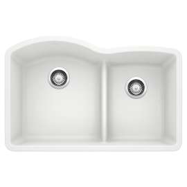 Diamond SILGRANIT 32" 60/40 Double Bowl Undermount Kitchen Sink with Low Divide - White, 441593