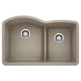 Diamond SILGRANIT 32" 60/40 Double Bowl Undermount Kitchen Sink with Low Divide - Truffle, 441596