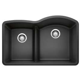 Diamond SILGRANIT 32" 40/60 Reverse Double Bowl Undermount Kitchen Sink with Low Divide - Anthracite, 441598