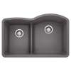 Diamond SILGRANIT 32" 40/60 Reverse Double Bowl Undermount Kitchen Sink with Low Divide - Cinder, 441600