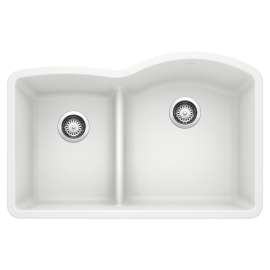 Diamond SILGRANIT 32" 40/60 Reverse Double Bowl Undermount Kitchen Sink with Low Divide - White, 441603