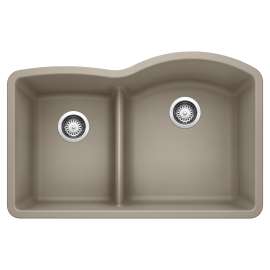 Diamond SILGRANIT 32" 40/60 Reverse Double Bowl Undermount Kitchen Sink with Low Divide - Truffle, 441608