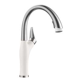 Artona Pull-Down Dual-Spray Kitchen Faucet - PVD Steel/White, 442036