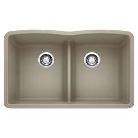 Diamond SILGRANIT 32" 50/50 Double Bowl Undermount Kitchen Sink with Low Divide - Truffle, 442072