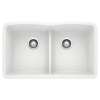 Diamond SILGRANIT 32" 50/50 Double Bowl Undermount Kitchen Sink with Low Divide - White, 442074