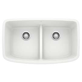 KA-442199 Valea Equal Double Low Divide Sink Kit in White