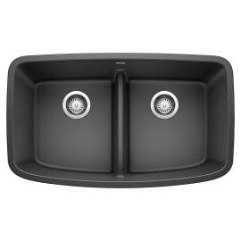 Valea SILGRANIT 32" 50/50 Double Bowl Undermount Kitchen Sink with Low Divide - Anthracite, 442200