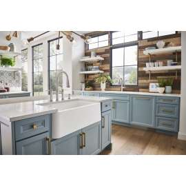 KF-442505 Empressa Pull-Down Bridge Kitchen Faucet with Soap Dispenser in Stainless