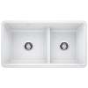 Precis SILGRANIT 33" 60/40 Reversible Double Bowl Undermount Kitchen Sink with Low Divide - White, 442524