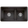 Precis SILGRANIT 33" 60/40 Reversible Double Bowl Undermount Kitchen Sink with Low Divide - Anthracite, 442525