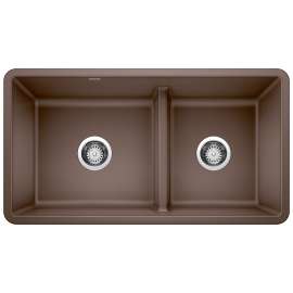 Precis SILGRANIT 33" 60/40 Reversible Double Bowl Undermount Kitchen Sink with Low Divide - Café, 442528