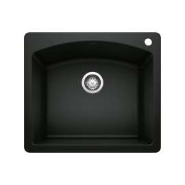 Diamond SILGRANIT 25" Single Bowl Dual Mount Kitchen Sink - Coal Black, 442905