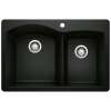Diamond SILGRANIT 33" 60/40 Double Bowl Dual Mount Kitchen Sink - Coal Black, 442908