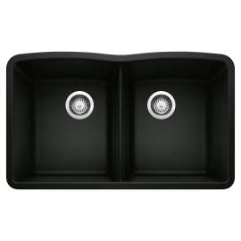 Diamond SILGRANIT 32" 50/50 Double Bowl Undermount Kitchen Sink - Coal Black, 442913