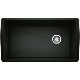 Diamond SILGRANIT 33" Super Single Undermount Kitchen Sink - Coal Black, 442916