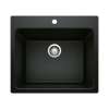 Liven SILGRANIT 25" Single Bowl Dual Mount Laundry Sink - Coal Black, 442924