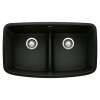 Valea SILGRANIT 32" 50/50 Double Bowl Undermount Kitchen Sink with Low Divide - Coal Black, 442940