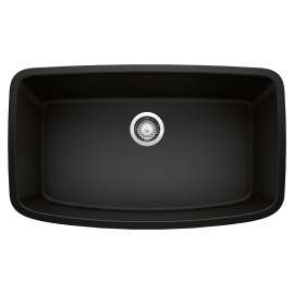 Valea SILGRANIT 32" Super Single Undermount Kitchen Sink - Coal Black, 442942