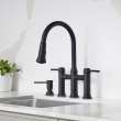 Empressa Pull-Down Dual-Spray Bridge Faucet - Matte Black, 443024