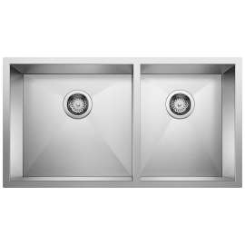 Quatrus R0 33" 60/40 Double Bowl Undermount Stainless Kitchen Sink, 443054