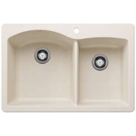 Diamond SILGRANIT 33" 60/40 Double Bowl Dual Mount Kitchen Sink - Soft White, 443063
