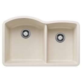 Diamond SILGRANIT 32" 60/40 Double Bowl Undermount Kitchen Sink - Soft White, 443064