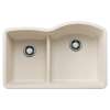 Diamond SILGRANIT 32" 40/60 Reverse Double Bowl Undermount Kitchen Sink with Low Divide - Soft White, 443066