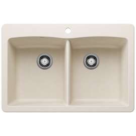 Diamond SILGRANIT 33" 50/50 Double Bowl Dual Mount Kitchen Sink - Soft White, 443067