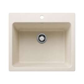 Liven SILGRANIT 25" Single Bowl Dual Mount Laundry Sink - Soft White, 443079