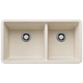 Precis SILGRANIT 33" 60/40 Double Bowl Undermount Kitchen Sink - Soft White, 443081