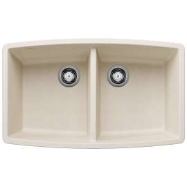 Performa SILGRANIT 33" 50/50 Double Bowl Undermount Kitchen Sink - Soft White, 443086