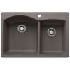 Diamond SILGRANIT 33" 60/40 Double Bowl Dual Mount Kitchen Sink - Volcano Gray, 443100