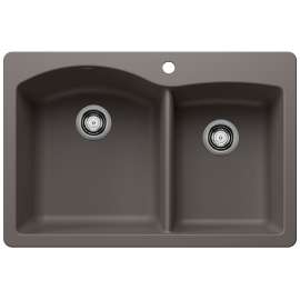 Diamond SILGRANIT 33" 60/40 Double Bowl Dual Mount Kitchen Sink - Volcano Gray, 443100