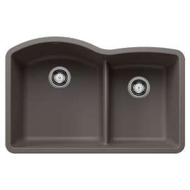 Diamond SILGRANIT 32" 60/40 Double Bowl Undermount Kitchen Sink with Low Divide - Volcano Gray, 443102