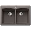 Diamond SILGRANIT 33" 50/50 Double Bowl Dual Mount Kitchen Sink - Volcano Gray, 443104