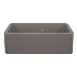 Ikon SILGRANIT 33" Double Bowl Apron-Front Farmhouse Sink with Low Divide - Volcano Gray, 443115
