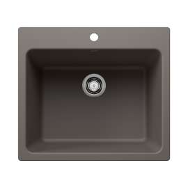 Liven SILGRANIT 25" Single Bowl Dual Mount Laundry Sink - Volcano Gray, 443116