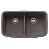 Valea SILGRANIT 32" 50/50 Double Bowl Undermount Kitchen Sink with Low Divide - Volcano Gray, 443126