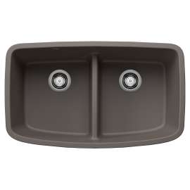 Valea SILGRANIT 32" 50/50 Double Bowl Undermount Kitchen Sink with Low Divide - Volcano Gray, 443126