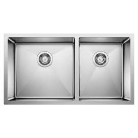 Quatrus R15 33" 60/40 Double Bowl Undermount Stainless Steel Kitchen Sink, 443150