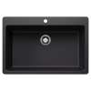 Liven SILGRANIT 33" Super Single Dual Mount Kitchen Sink - Coal Black, 443194