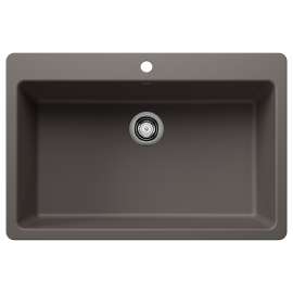Liven SILGRANIT 33" Super Single Dual Mount Kitchen Sink - Volcano Gray, 443200