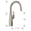 Rivana Pull-Down Bar Faucet - Satin Platinum, 443250