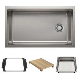 Inteos 33" Single Bowl Reversible Undermount Stainless Steel Workstation Kitchen Sink, 443300