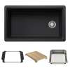 Inteos SILGRANIT 33" Single Bowl Reversible Undermount Workstation Kitchen Sink - Coal Black, 443311