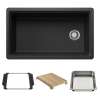 Inteos SILGRANIT 33" Single Bowl Reversible Undermount Workstation Kitchen Sink - Anthracite, 443312