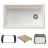 Inteos SILGRANIT 33" Single Bowl Reversible Undermount Workstation Kitchen Sink - White, 443314