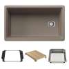 Inteos SILGRANIT 33" Single Bowl Reversible Undermount Workstation Kitchen Sink - Truffle, 443315
