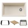 Inteos SILGRANIT 33" Single Bowl Reversible Undermount Workstation Kitchen Sink - Soft White, 443318